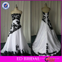 2015 новая мода-line без бретелек бисером белый черный кружева свадебное платье